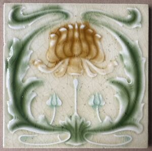 England Antique Art Nouveau Majolica Tile C1900