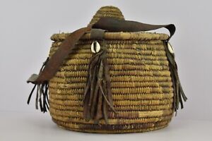 Antique Arabic Yemeni Jewish Ethnic Tribal Palm Fronds Basket