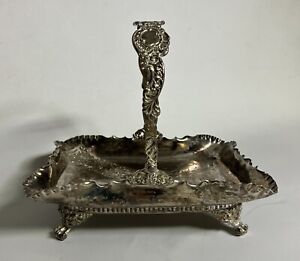 Antique Pairpoint Quadruple Plate Footed Floral Basket With Handle Silverplate