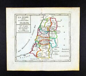 1810 Delalain Map Judea 12 Tribe Israel Jerusalem Jericho Nazareth Bible History