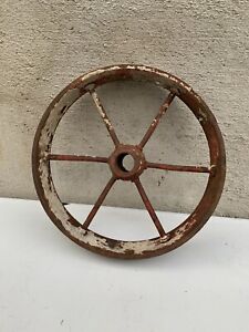 Vintage Antique Cast Iron Wagon Cart Wheel Heavy 15 Diameter 3 Inch Thick