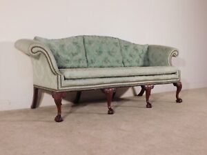Baker Furniture Cw Style Mint Green Serpentine Chippendale Claw Foot Prince Sofa