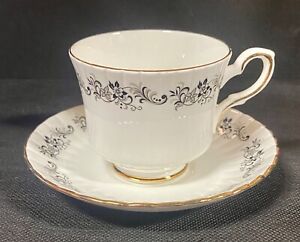 Royal Stafford Vintage Bone China Teacup And Saucer Gold Trimmed Othello Pattern