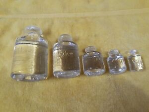 Set Of 5 Vintage Apothecary Glass Scale Weights 1kg 1 2kg 200g 100g 50g