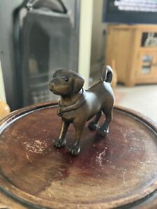 Japanese Antique Carved Wood Netsuke Year Of The Dog Glass Eyes Signed Rare 