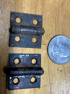 2 Small Rusty Crusty 1 X 1 Cabinet Or Chest Butt Hinge Vintage Repair Restore