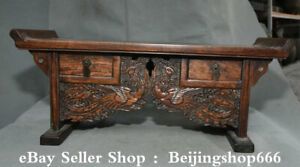18 8 Old Chinese Huanghuali Wood Carving Dynasty Phoenix Drawer Table Desk