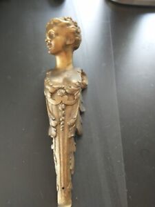Fab Antique Cast Brass Female Art Nouveau Figure Sculptural Figural Bracket