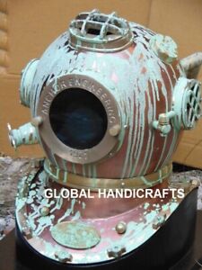 Antique Copper Us Navy Mark V Diving Helmet Divers Marine Morse Anchor Helmet