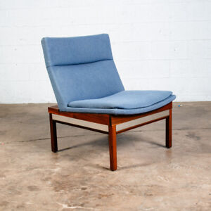 Mid Century Modern Lounge Chair Solid Walnut Blue Brass Arthur Umanoff Madison