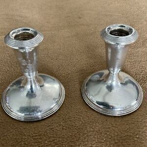 Vintage Empire Weighted Sterling Candlesticks Pair