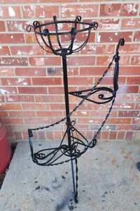 Vintage Wrought Iron Plant Fern Stand 4 Tier Black