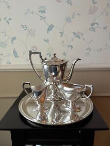 Silver Plated 4 Piece Tea Set With Tray 1920 All Are Stamped Hallmark H124