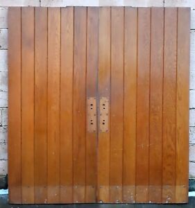 Pair 72x83 5x2 25 Antique Vintage Old Oak Wood Plank Batten Entry Exterior Doors