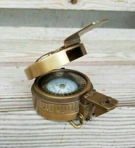 British Military Prismatic Pocket Solid Brass Antique Compass Marine Solid Gift