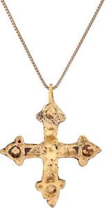 Medieval Ukrainian Enameled Cross Necklace 10th 13th Century