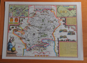 Map Of Hertfordshire By John Speed 1611 48 X 36cm 1970 S Reproduction