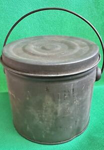 Antique Tin Pail W Lid Berry Bucket Lunch Pail Primitive 1800s Original