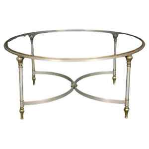 Vintage Regency Style Brass And Metal Glass Top Coffee Table