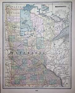 Old Antique 1897 Atlas Map Minnesota 11x14 Free S H 331