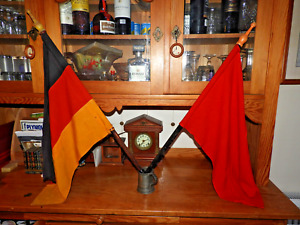 Two Vintage Nautical Coton Linen Ship German Flags Warning Signals Red Flag 