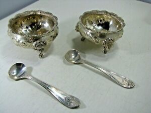 Presentation Set Of Gorham C 1858 Coin Silver Salt Cellars W 1855 Gorham Spoons