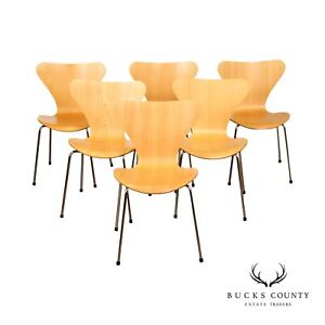 Arne Jacobsen For Fritz Hansen Danish Modern Set Of Six Dining Chairs