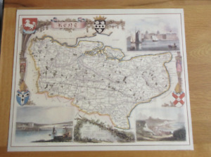 Map Of Kent 1800 S 51 X 41cm Wrightsons Foilgraphics 1985 Reproduction