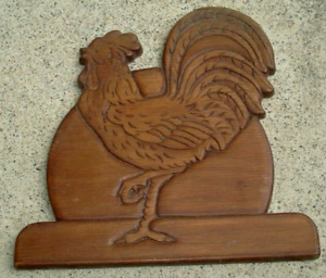 Vintage Carved Wood Rooster Accent Art Furniture 6 X 6 Ornate Detailed Old
