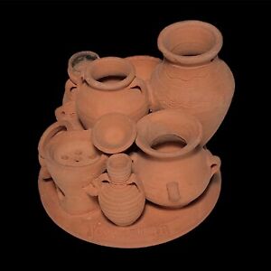 Antique Jerusalem Palestine Miniature Terracotta Pottery Amphora Jars Vase Group