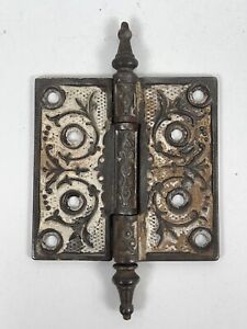 Antique Victorian Cast Iron Door Hinge Steeple Top Eastlake Ornate 4 X4 Inch