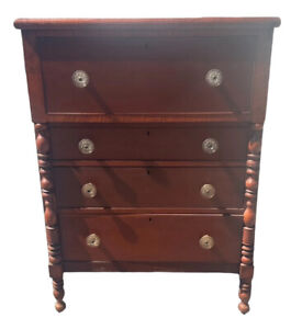 Rare Unusual Diminutive Sheraton Chest Dresser Dresser Tiger Maple Cherry 1820