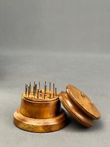 19th Century Turned Treen Ware Watchmaker S Jeweler 2 1 2 Round Wood Box