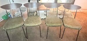 Vintage 4pc Set Green Mcm Chromcraft Dining Kitchen Accent Chairs Retro