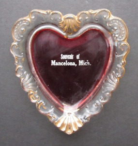 Souvenir Mancelona Mich 1900 S Ruby Red Heart Dish