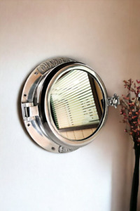 Silver Aluminum Heavy Canal Boat Porthole Window Vintage Nautical Inspired 16 In