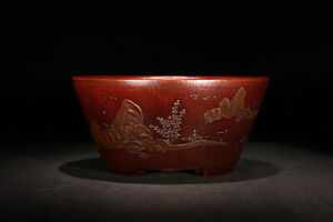 9 Yixing Zisha Chinese Handmade Painting Potted Bonsai Basin Large Plant Pot