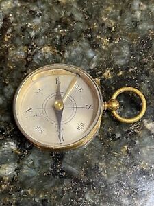 Antique Brass Pocket Compass Made In France 1920 S