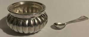 Vintage Continental 800 Silver Open Salt Cellar With Spoon