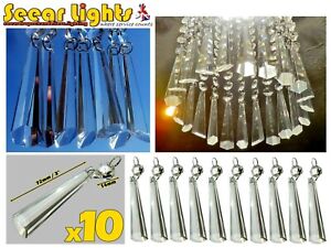 10 Chandelier Light Lamp Parts 3 Glass Crystals Retro Beads Prisms Droplets