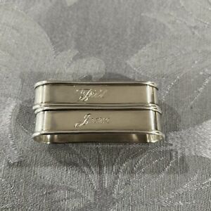 Vintage Gorham Sterling Silver Napkin Ring Jean Bill Name Engraving 75oz