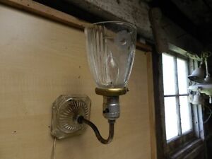 Vintage Glass Floral Shade Sconce Corded Electric Plug In