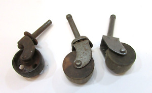 Three Different Primitive Old 1920 S Furniture Casters Antique Wood Iron Wheels