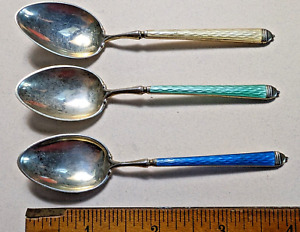 Rdfa1 3 Danish Sterling Enameled Spoons 34 1 G