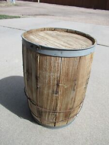 Vintage Weathered Rustic Primitive Wooden Nail Keg Barrel Farm Western Decor 18 