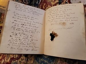 Antique 1856 Album Mourning Collectible Sallie Keyes Hair Momento Poems Rare