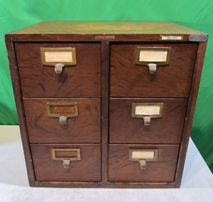 Vintage Rare Globe Wernicke 6 Drawer Tiger Oak U S Post Office Card File Cabinet