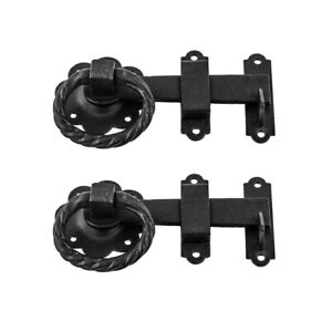 2 Wrought Iron Gate Latch Floral Pattern Black Rustproof 6 Pack Of 2