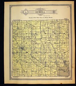 1915 Plat Map Howell Township Livingston County Michigan