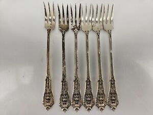 Lot Of 6 Wallace Sterling Silver Flatware Rose Point Fork 6 1 2 